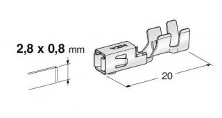 Konektor - dutinka 2,8mm plochá pro vodič 0,35-0,75 mm (Terminal MINI F280 1108330)