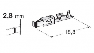 Konektor - dutinka 2,8mm plochá pro vodič 0,5-1mm (Terminal JPT F280 1105620)