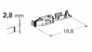 Konektor - dutinka 2,8mm plochá pro vodič 0,5-1mm (Terminal JPT F280 1107209)