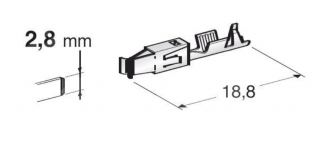 Konektor - dutinka 2,8mm plochá pro vodič 1,5-2,5mm (Terninal JPT F280 1105630)