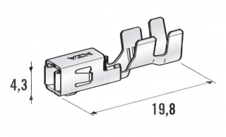 Konektor - dutinka 2,8mm plochá pro vodič 2,5-4,0 mm2 (Terminal MINI F280 1108332)