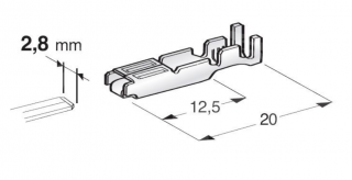 Konektor - dutinka 2,9mm plochá pro vodič 1,5-2,5mm (protikus 11.02010)