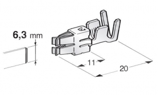 Konektor - dutinka 6,3mm plochá pro vodič 2,5-4mm (Terminal SPT F 630 1102050)