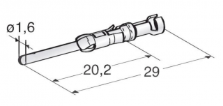 Konektor - kolík 1,6mm kulatý pro vodič 0,5-1mm (protikus 11.07970)