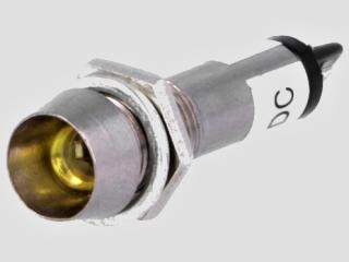 Kontrolka LED 12V DC vydutá žlutá (do otvoru 8,2 mm)
