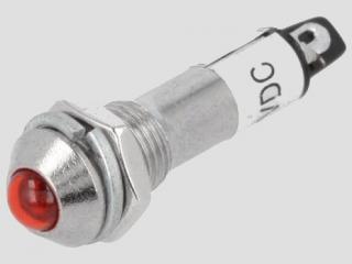 Kontrolka LED 12V DC vypouklá červená (do otvoru 8,2 mm)