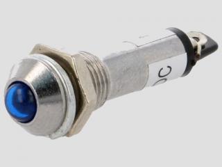 Kontrolka LED 12V DC vypouklá modrá (do otvoru 8,2 mm)