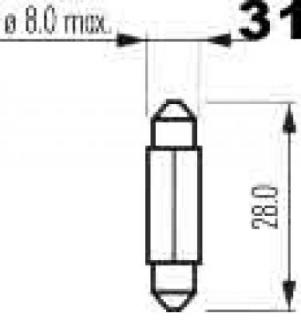 NARVA sufit 12V 3W SV7 8x28mm