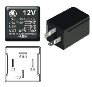 Přerušovač blinkrů 12V AEV 3002 (AEV3002 Přerušovač směrových světel AEV 3002)