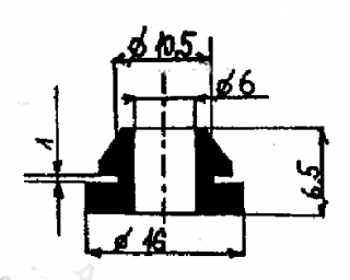 Průchodka trysky gumová  6/10,5 mm (pro plech 1 mm)