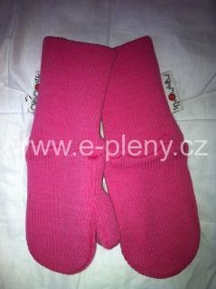 Manymonths rukavičky s palcem MERINO - Fuchsiové 3-5 let (Wild Pink)