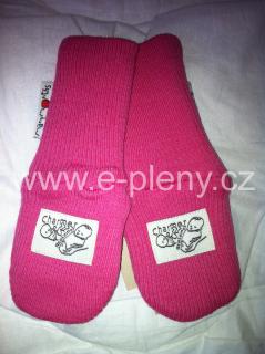 Manymonths rukavičky s palcem MERINO - Fuchsiové 5-7 let (Wild Pink)