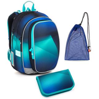 Dvoukomorový modrý školní batoh Topgal MIRA 23019 SET MEDIUM