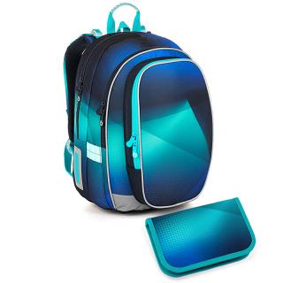 Dvoukomorový modrý školní batoh Topgal MIRA 23019 SET SMALL