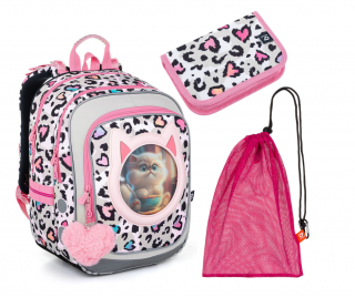 Lehký školní batoh Topgal s koťátky ENDY 23037 SET MEDIUM