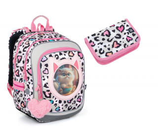 Lehký školní batoh Topgal s koťátky ENDY 23037 SET SMALL