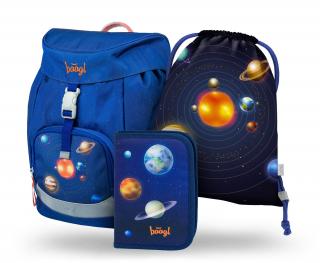 Školní batoh Baagl pro prvňáčky - set Airy Planety