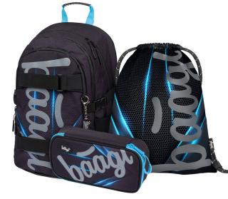 Školní batoh Baagl v setu - Skate Bluelight