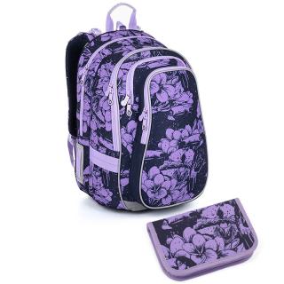 Školní batoh Topgal s květy LYNN 23008 SET SMALL