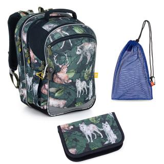 Školní batoh Topgal  s lesními zvířátky COCO 22056 SET MEDIUM