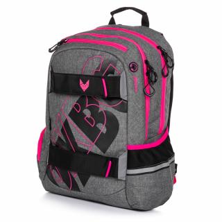 Studentský batoh OXY Sport GREY LINE pink  + Dárek ZDARMA
