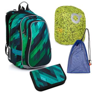 Zelenomodrý školní batoh Topgal LYNN 23018 SET LARGE