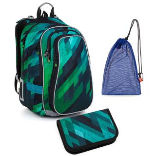 Zelenomodrý školní batoh Topgal LYNN 23018 SET MEDIUM
