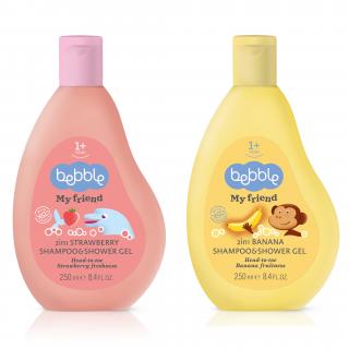 Duo set: Dětský šampon a sprchový gel 2v1 Bebble – Banán & Jahoda