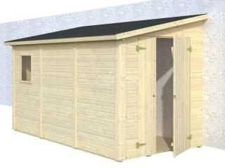 Dřevěný domek ke stěně  333X166 (Zahradní domek panelový pro instalaci ke zdi)