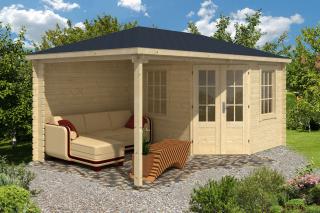 Srubový domek s verandou  28 mm Kennet 480X280 (Zahradní srubový domek 28 mm)