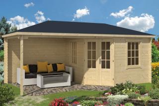 Srubový domek s verandou  28 mm Markku 555X280 (Zahradní srubový domek 28 mm)