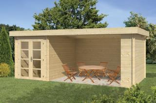 Srubový domek s verandou 28 mm Modern Mega 575X300 (Zahradní srubový domek 28 mm)