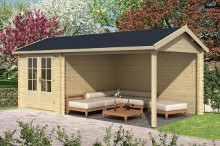 Srubový domek s verandou  28 mm Ove 570X280 (Zahradní srubový domek 28 mm)