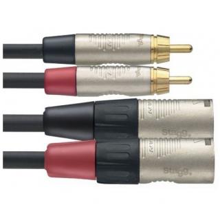 Stagg NTC3CMXMR, propojovací kabel 2x Cinch zástrčka - 2x XLR zástrčka