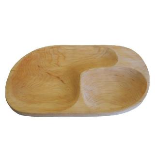 Velký dřevěný talíř dělený olše - dvě místa