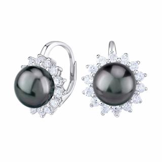 Silvego Luxusní stříbrné náušnice s přírodní černou perlou LPS0156BK