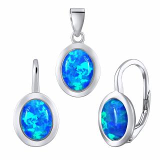 Silvego Luxusní stříbrný set šperků s modrým opálem - náušnice a přívěsek LPS1706DB