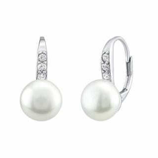 Silvego Stříbrné náušnice CASSIDY s bílou přírodní perlou LPSP0639