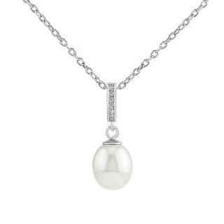 Silvego Stříbrný náhrdelník Cassidy s přírodní bílou perlou 9 mm a Brilliance Zirconia LPS0639NW