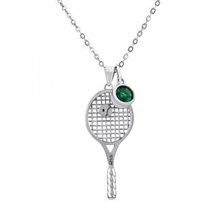 Silvego Stříbrný náhrdelník Falla s přívěskem tenisové rakety a míčku s Brilliance Zirconia DCC1609317N
