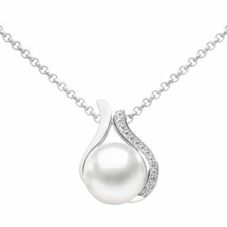 SILVEGO Stříbrný náhrdelník Niale s bílou perlou a Brilliance Zirconia LPS19104NW
