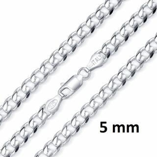 Silvego Stříbrný náhrdelník řětěz CURB 5 mm TTT120NLC Délka: 55 cm, Váha: 28,51g