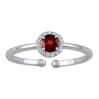 Silvego Stříbrný otevřený prsten Lady s pravým Granátem a Brilliance Zirconia JJJ1385RGA