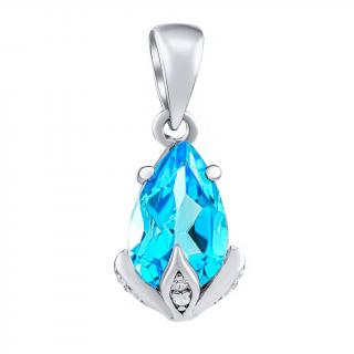 SILVEGO Stříbrný přívěsek Clarissa se Swiss Blue Topaz a Brilliance Zirconia JJJ1267PTS