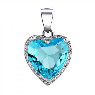 SILVEGO Stříbrný přívěsek s modrým kamenem ve tvaru srdce LPS0629PB