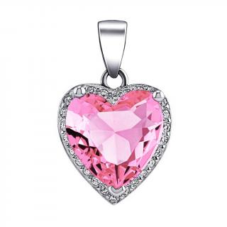 SILVEGO Stříbrný přívěsek s růžovým kamenem ve tvaru srdce s Brilliance Zirconia LPS0629PP