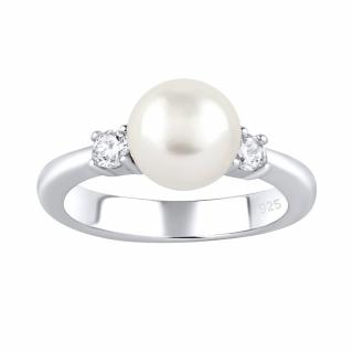 Silvego Stříbrný prsten MAYA s pravou přírodní perlou LPS1496RW Velikost prstenu: obvod 47 mm (průměr 15,0 mm)