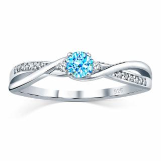 Silvego Stříbrný prsten s modrým Topazem a Brilliance Zirconia JJJR1100TS Velikost prstenu: obvod 48 mm (průměr 15,3 mm)