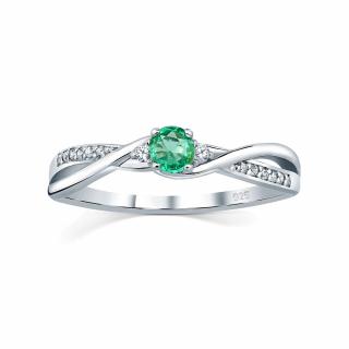 SILVEGO Stříbrný prsten s pravým Smaragdem a Brilliance Zirconia JJJR1100ER Velikost prstenu: obvod 48 mm (průměr 15,3 mm)