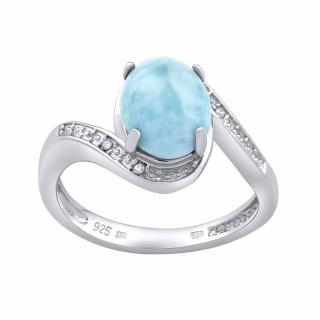 Silvego Stříbrný prsten s přírodním Larimarem JST14809LA Velikost prstenu: obvod 53 mm (průměr 16,9 mm)